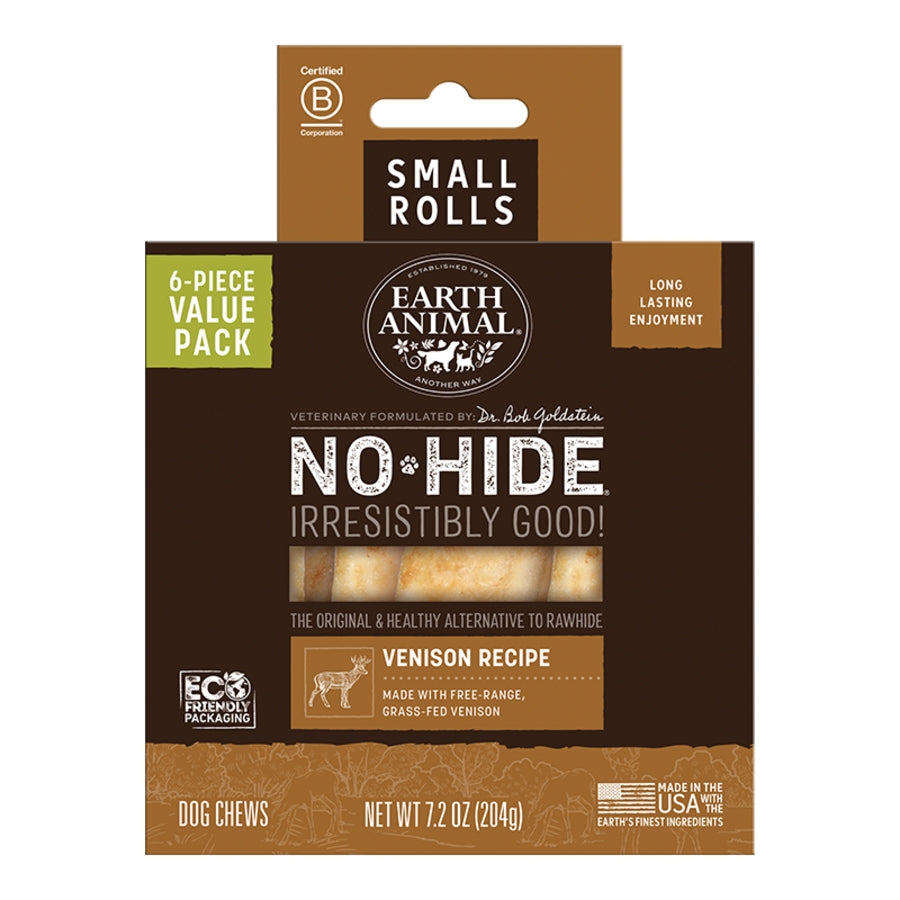 Earth Animal Dog No-Hide Venison Rolls Small Value 6 ct