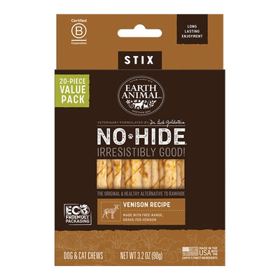Earth Animal Dog No-Hide Stix Venison Value 20 ct