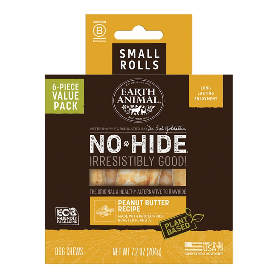 Earth Animal Dog No-Hide Peanut Butter Rolls Small Value 6 ct