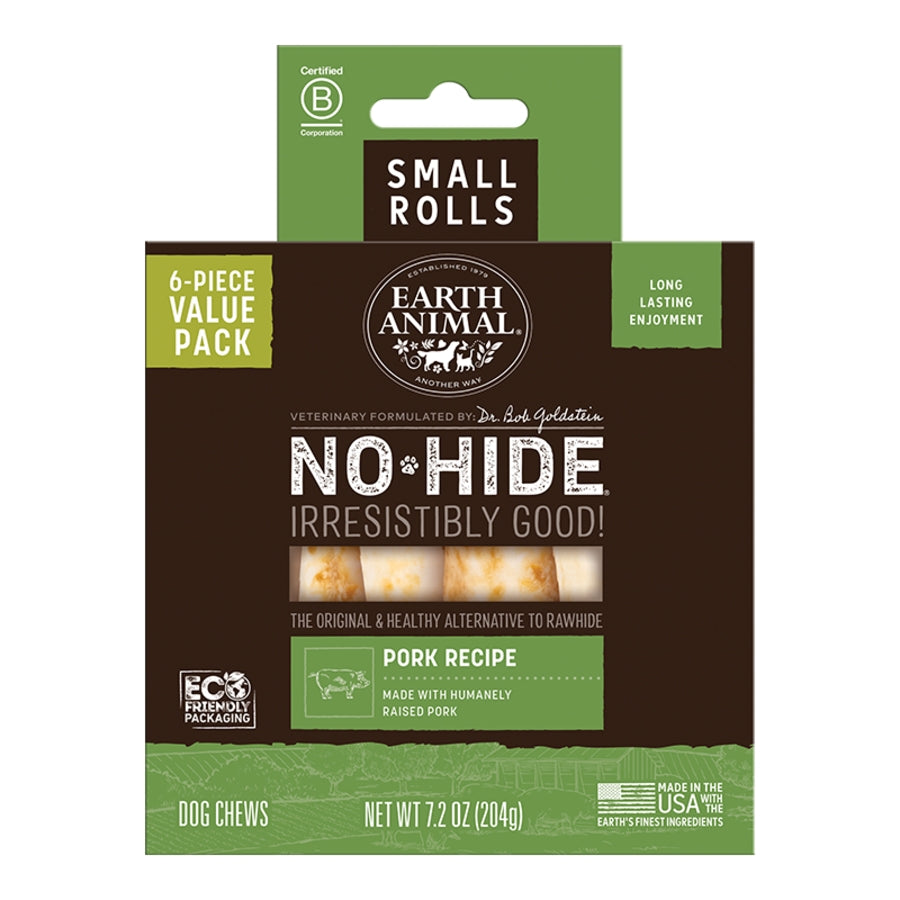 Earth Animal Dog No-Hide Pork Rolls Small Value 6 ct