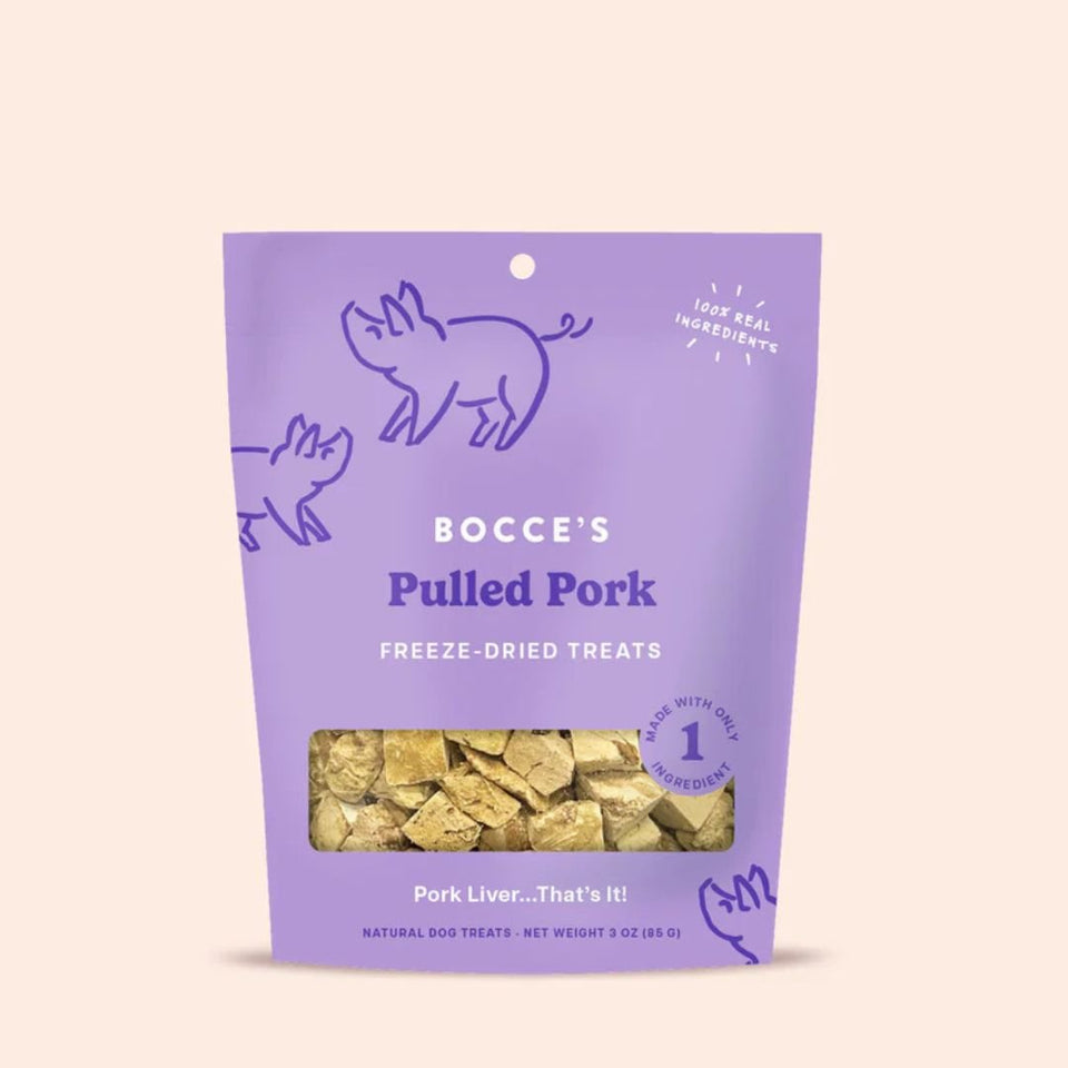 Bocce's Bakery Dog Freeze-Dried Pulled Pork Dog Treat 3 oz