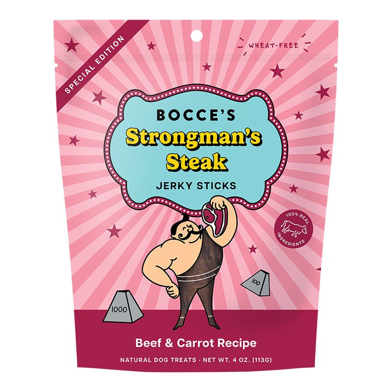 Bocce's Bakery Strongman's Steak Jerky Dog Treats 4 oz - Pets Perfect
