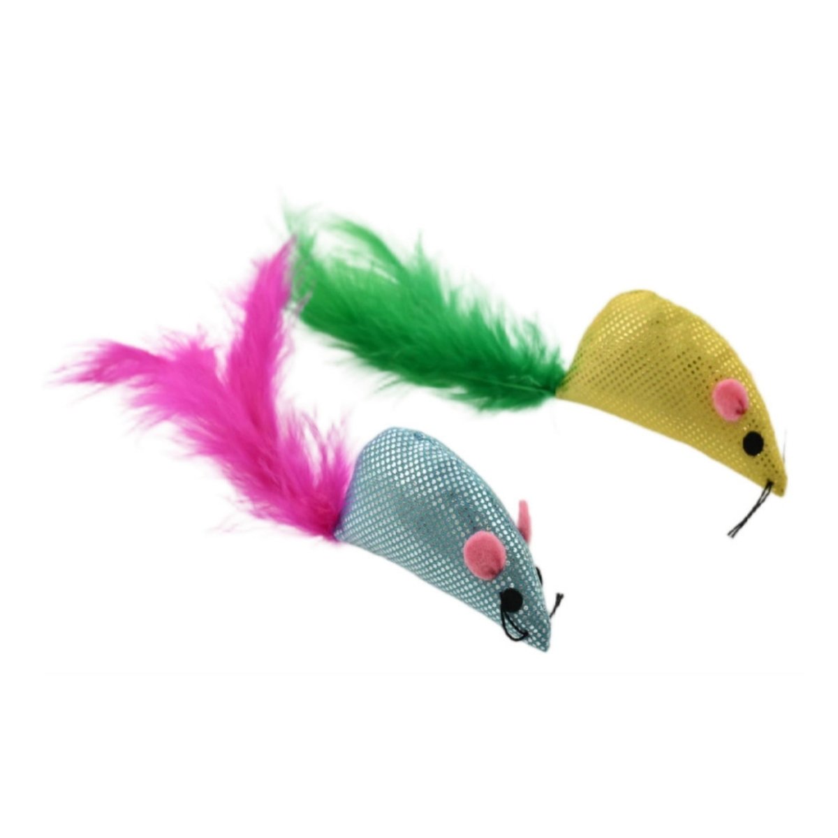 Max & Marlow Mouse w/ Feathers Assorted Cat Value Toys Display 24ea/24Pc - Pets Perfect