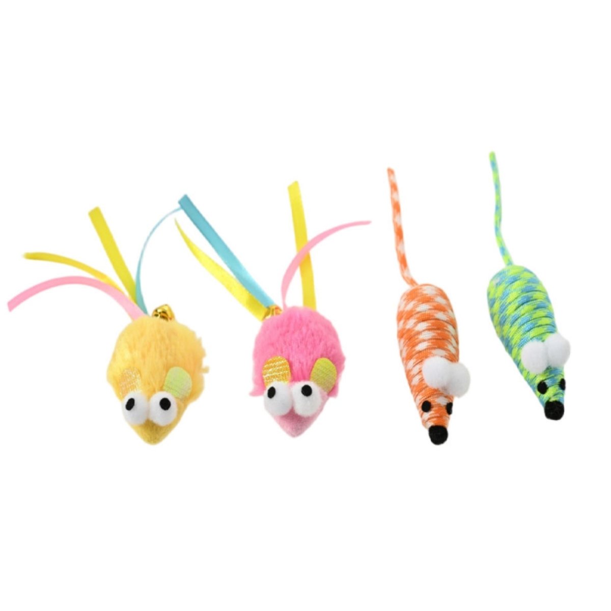 Max & Marlow Mouse with Ribbon Assorted Cat Value Toys Display 24ea/24Pc - Pets Perfect