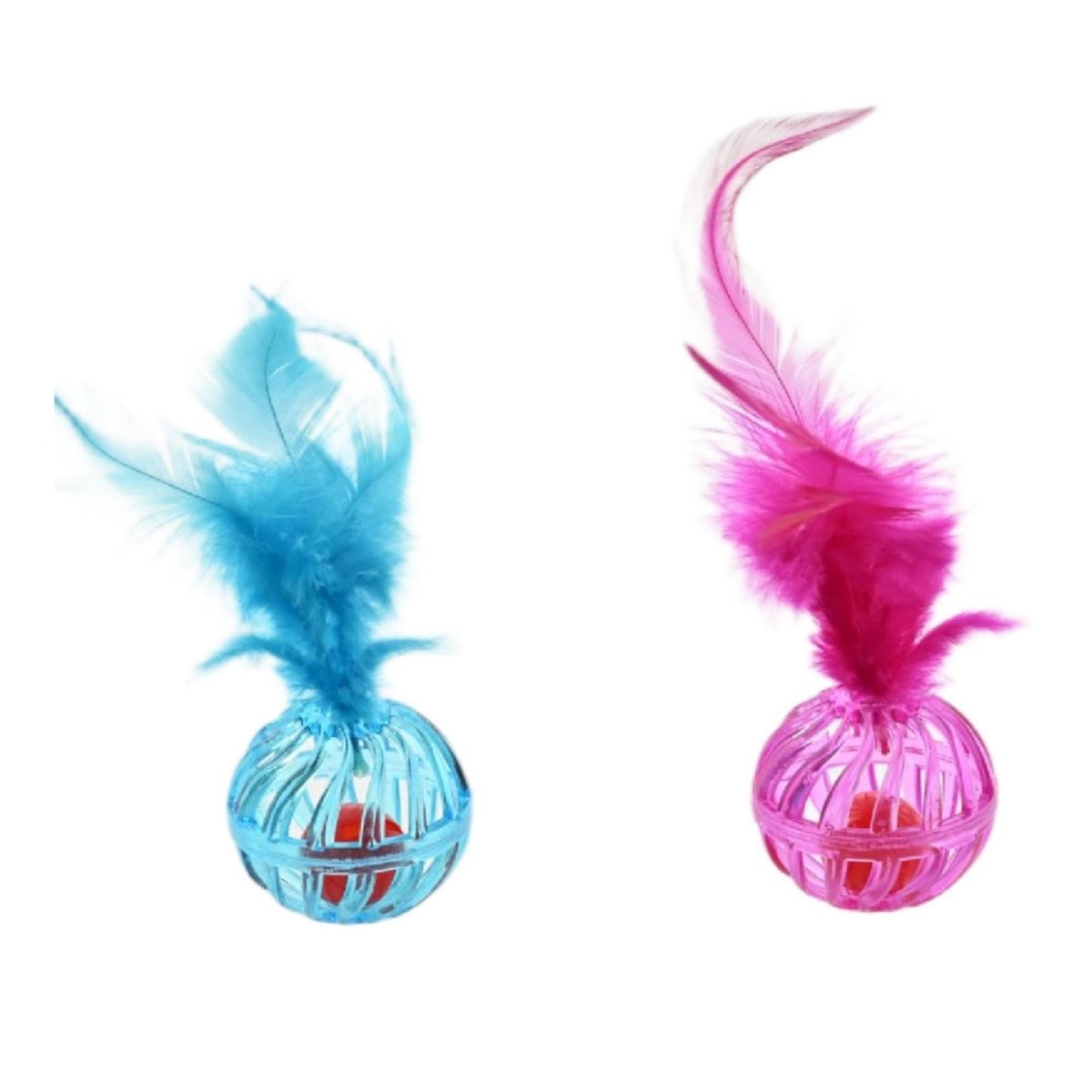 Max & Marlow Ball with Feather Assorted Cat Value Toys Display 24ea/24Pc - Pets Perfect