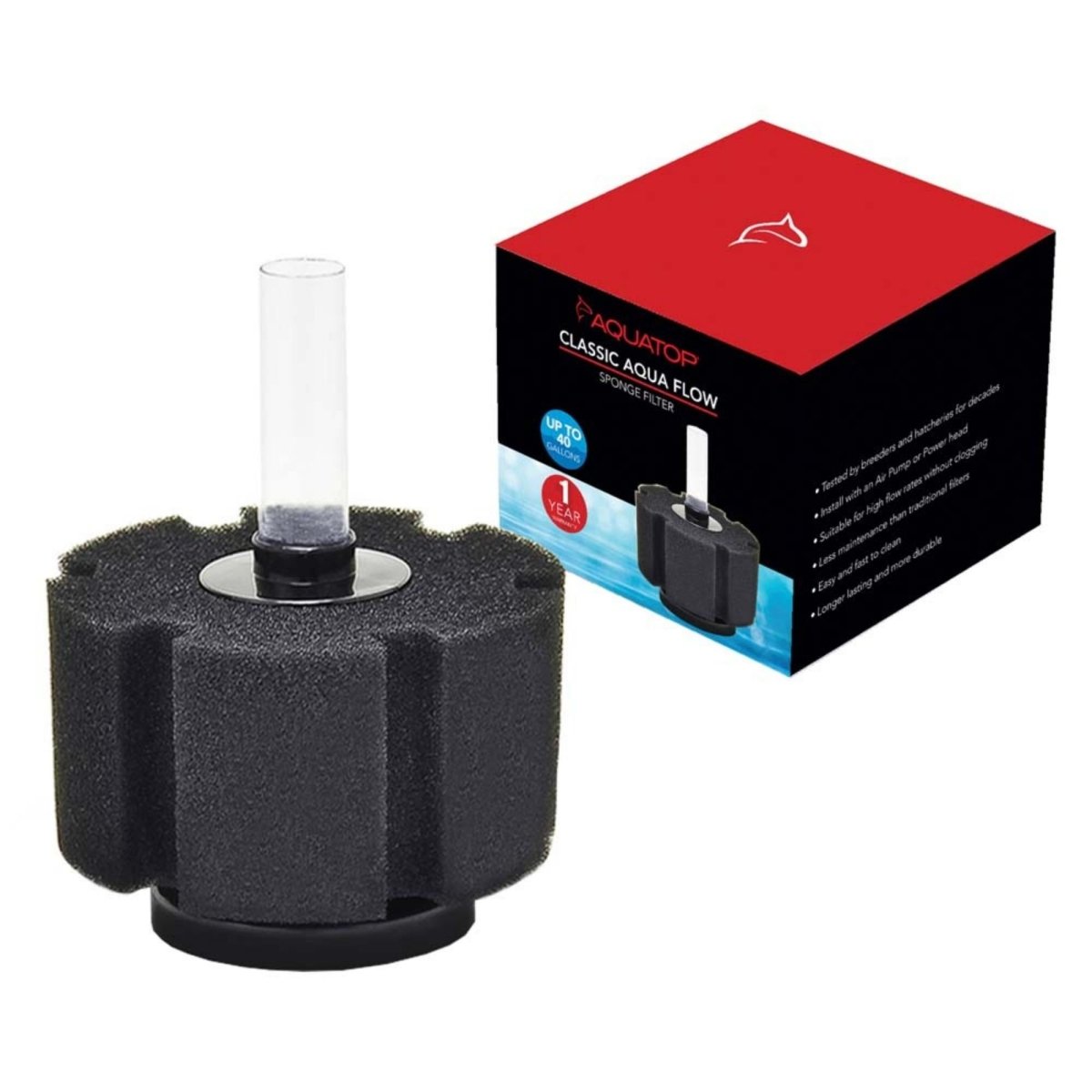 Aquatop Classic Aqua Flow CAF40 Internal Sponge Filter Black, 1ea - Pets Perfect