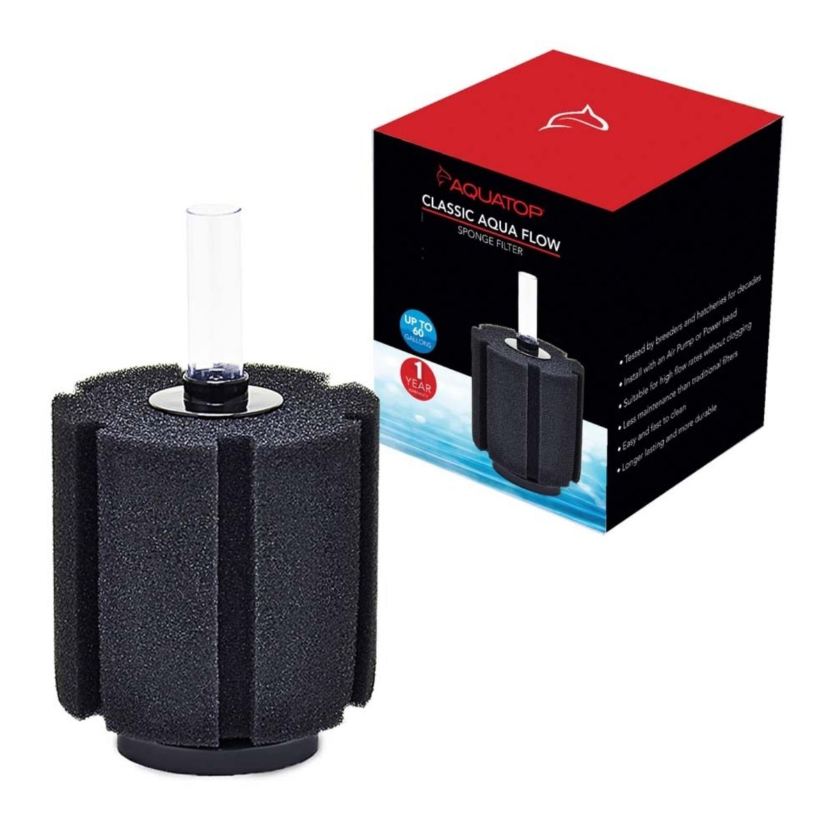 Aquatop Classic Aqua Flow CAF60 Internal Sponge Filter Black, 1ea - Pets Perfect