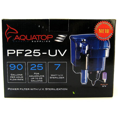 AquaTop Hang on Power Aquarium Filter PF25-UV with UV Sterilization Translucent Blue