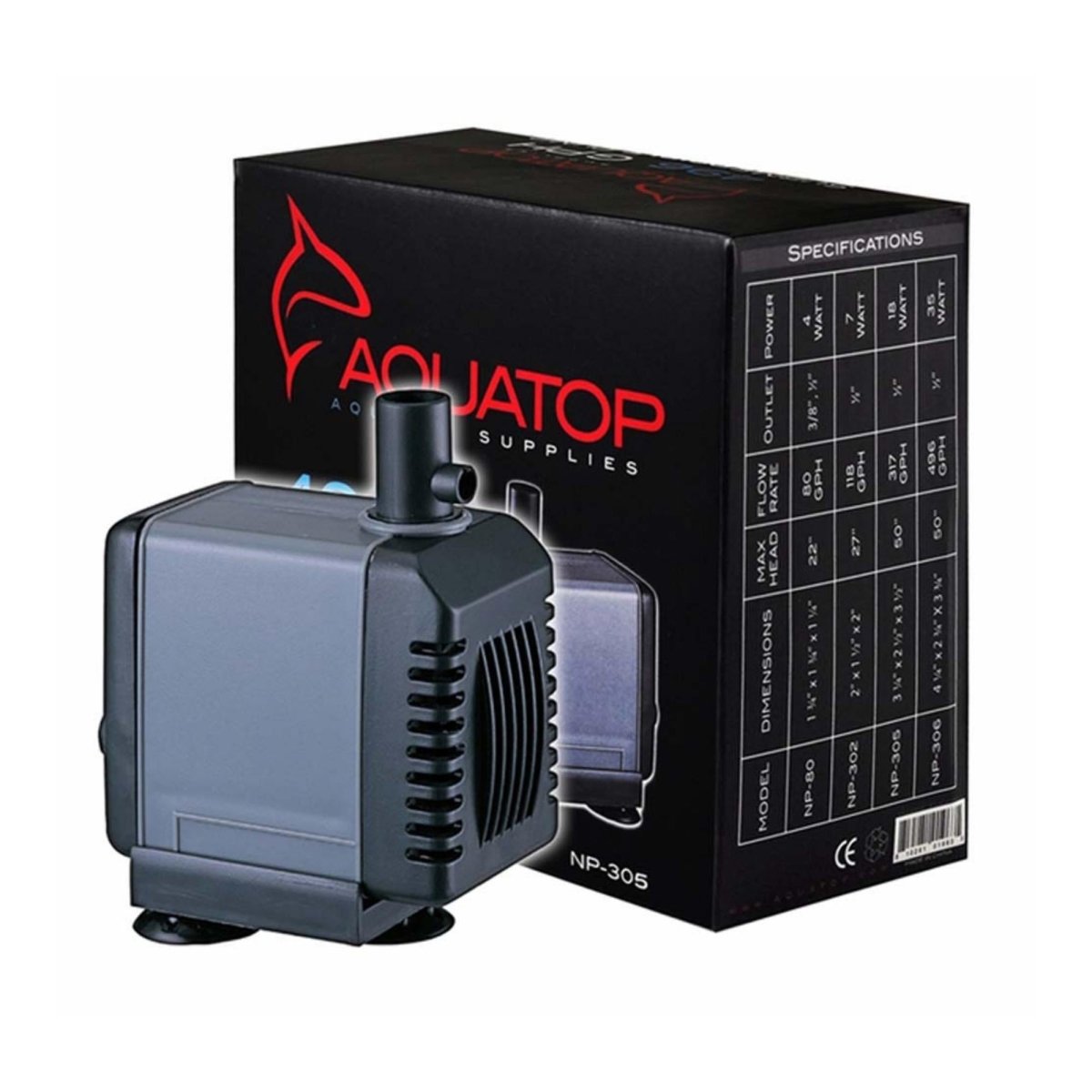 Aquatop NP305 Aquarium Submersible Water Pump Black, Grey, 1ea - Pets Perfect