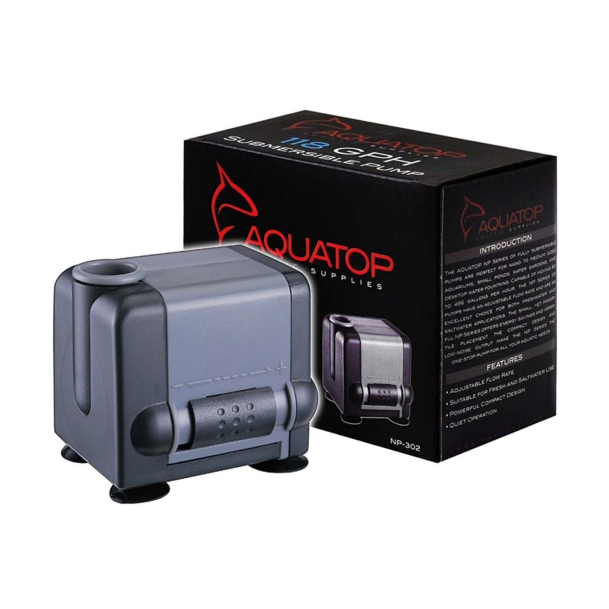 Aquatop NP302 Aquarium Submersible Water Pump Black, Grey, 1ea - Pets Perfect