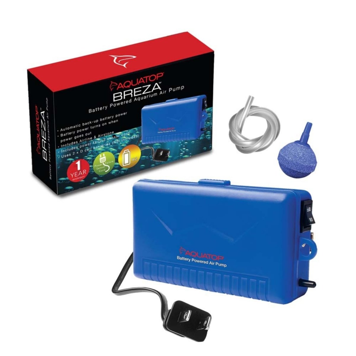 Aquatop BREZA Battery Powered Aquarium Air Pump with AC Power Failure Sensor Blue, 1ea - Pets Perfect