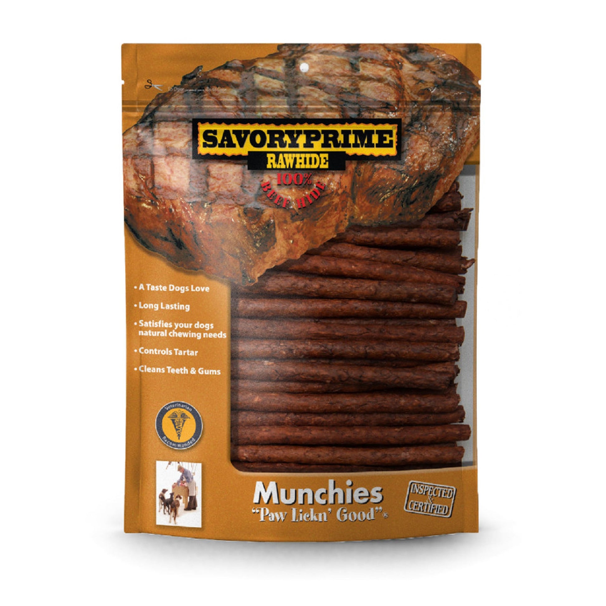 Savory Prime Munchie Sticks Dog Treat Beef, 5 in, 100 ct