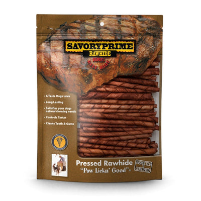 Savory Prime Pressed Rawhide Twist Sticks Beef, 5 in, 100 ct - Pets Perfect
