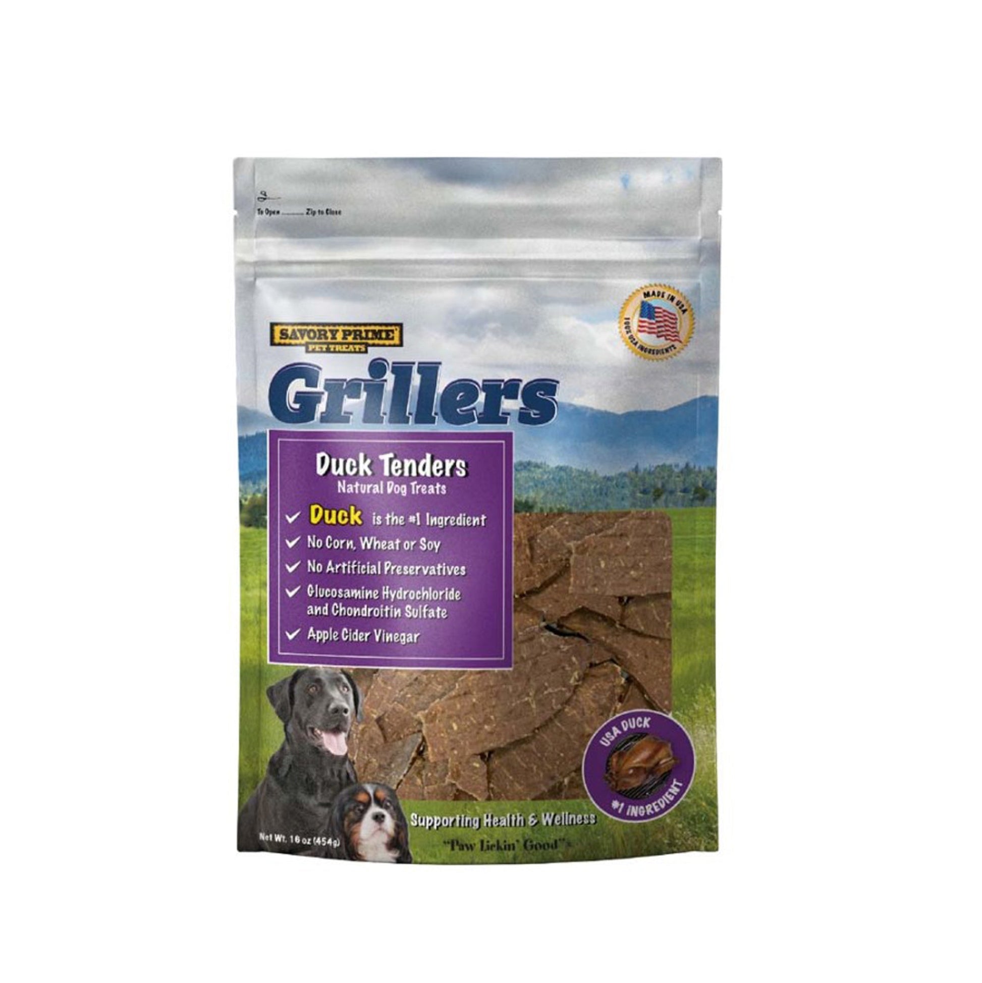 Savory Prime Grillers Jerky Tenders Dog Treats Duck 16 oz