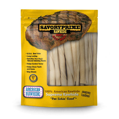 Savory Prime Pressed Rawhide Twist Sticks Natural, 5 in, 30 ct - Pets Perfect