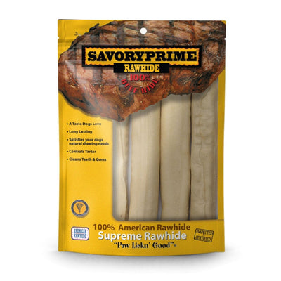Savory Prime Supreme Rawhide Retriever Roll Natural, 10 in, 4 ct - Pets Perfect