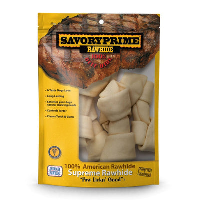 Savory Prime Supreme Knotted Rawhide Bones Bagged Natural 6-7 in, 6 ct - Pets Perfect