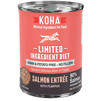 Koha Dog Limited Ingredient Grain-Free 90% Salmon, 13 oz each, Case of 12