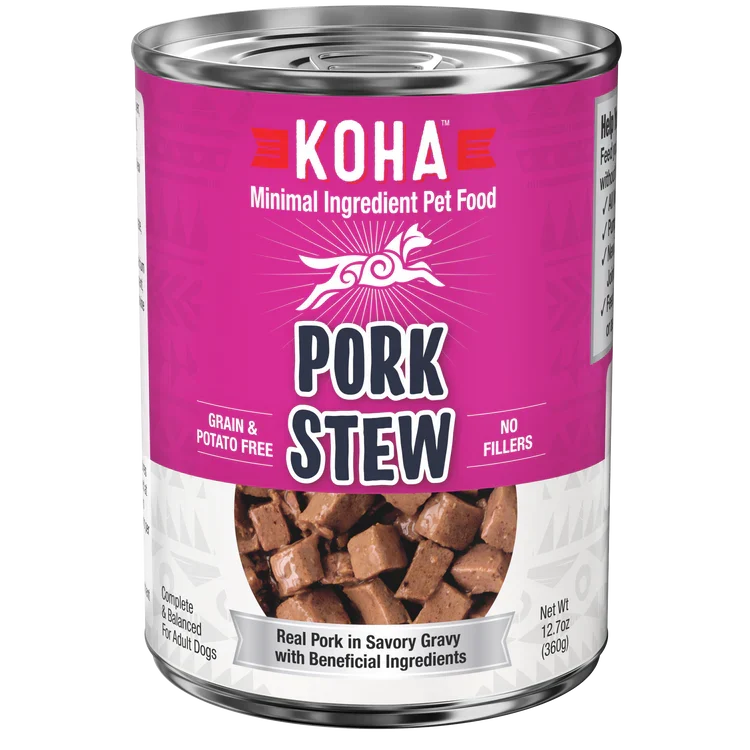 Koha Dog Grain-Free Stew Pork, 12.7 oz each, Case of 12