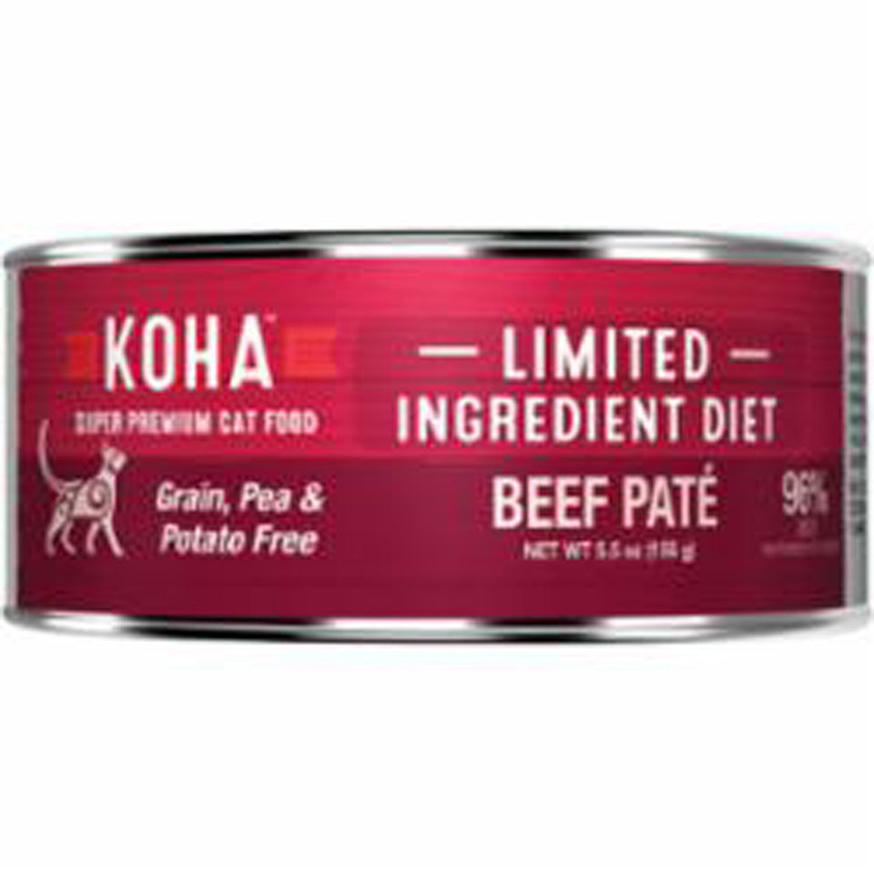 KOHA Limited Ingredient Diet Beef Pate Wet Cat Food, 5.5 oz each, Case of 24