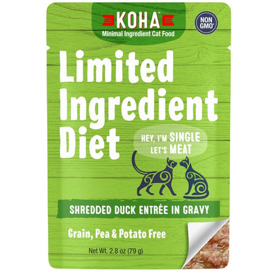 KOHA Limited Ingredient Diet Shredded Duck in Gravy Wet Cat Food, 2.8 oz each, Case of 24