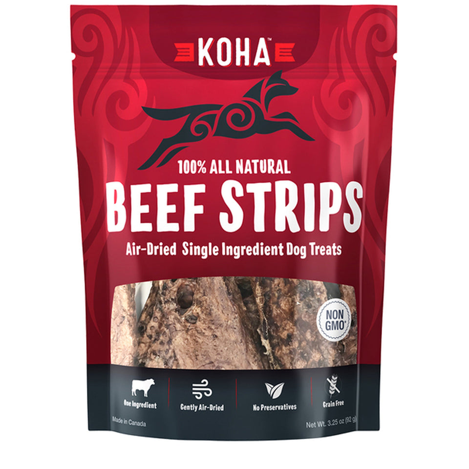 Koha Dog Grain-Free Air Dried Beef Strips, 3.25 oz