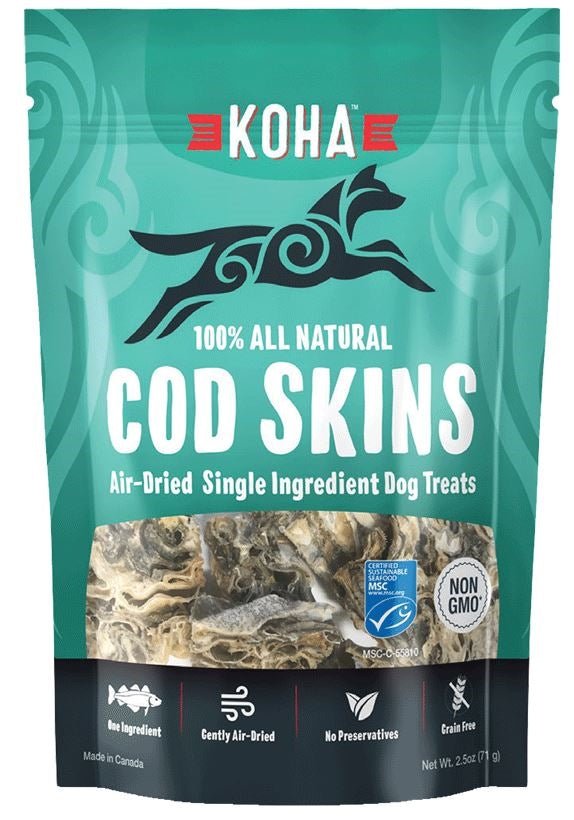 Koha Dog Grain Free Air Dried Cod Skins 2.5oz. - Pets Perfect