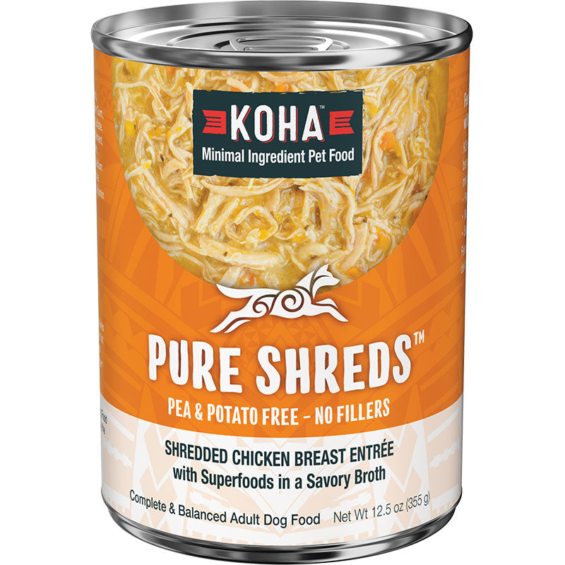 Koha Dog Grain-Free Shredded Chicken, 12.5 oz each, Case of 12
