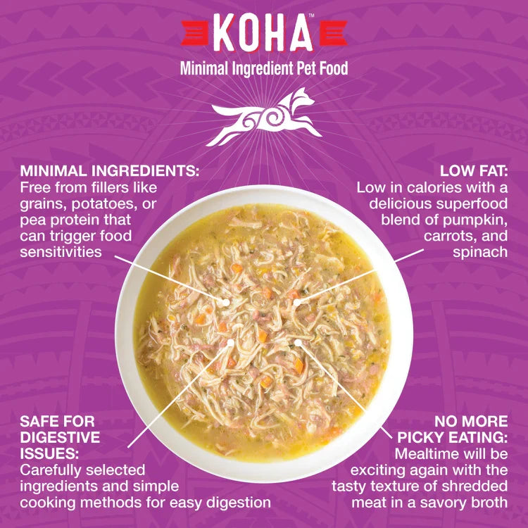 Koha Dog Grain-Free Shredded Chicken And Beef, 12.5 oz each, Case of 12