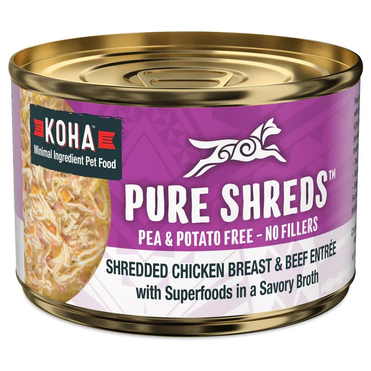 Koha Dog Grain-Free Shredded Chicken and Beef 5.5 oz. 12 ct
