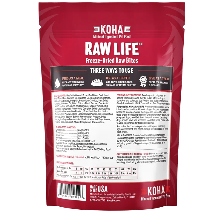 Koha Dog Grain-Free Raw Freeze-Dried Bites Beef 14 oz