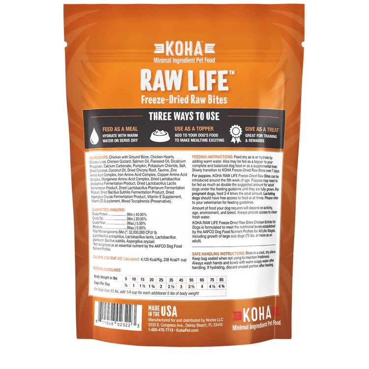 Koha Dog Grain Free Raw Freeze Dried Bites Chicken 14oz. - Pets Perfect