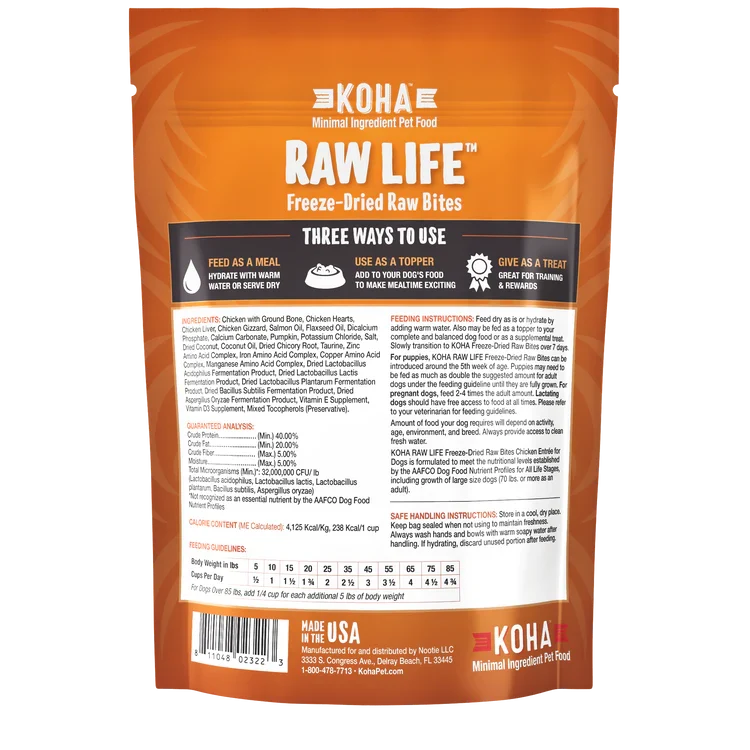 Koha Dog Grain-Free Raw Freeze-Dried Bites Chicken 14 oz
