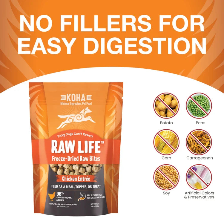 Koha Dog Grain-Free Raw Freeze-Dried Bites Chicken 14 oz