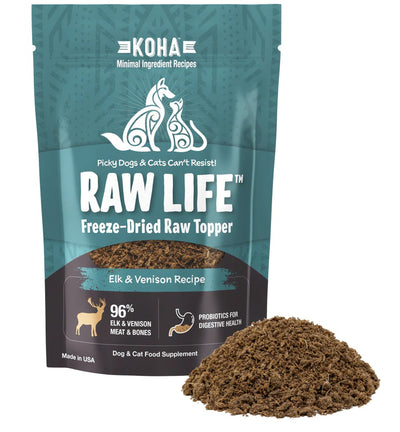 Koha Dog Cat Grain-Free Raw Freeze-Dried Topper Elk 8 oz