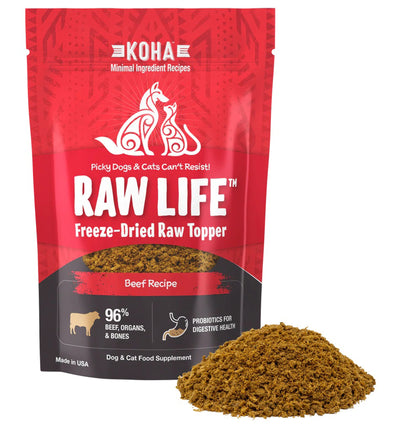 Koha Dog Cat Grain-Free Raw Freeze-Dried Topper Beef 8 oz