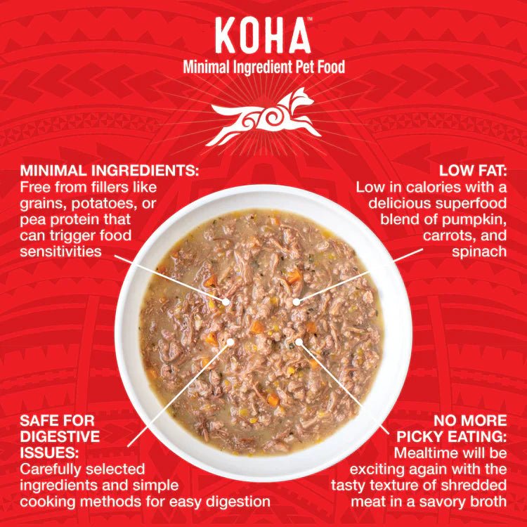 Koha Dog Grain Free Shredded Beef 12.5oz. (Case of 12) - Pets Perfect