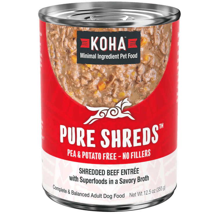 Koha Dog Grain Free Shredded Beef 12.5oz. (Case of 12) - Pets Perfect