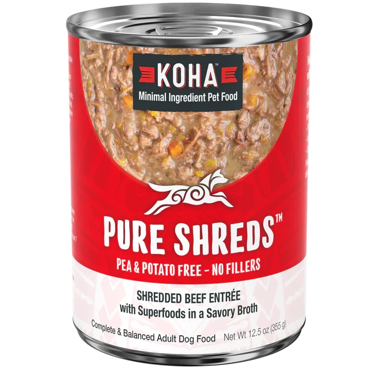 Koha Dog Grain-Free Shredded Beef, 12.5 oz each, Case of 12