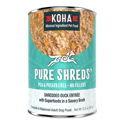 Koha Dog Grain-Free Shredded Duck, 12.5 oz each, Case of 12