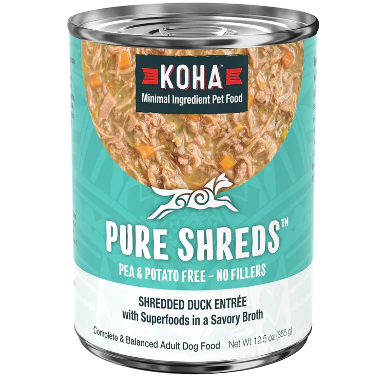 Koha Dog Grain-Free Shredded Duck, 12.5 oz each, Case of 12
