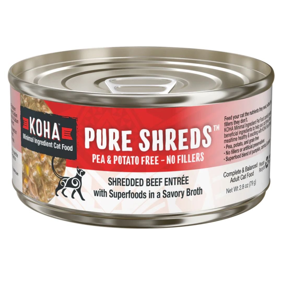 Koha Cat Grain Free Shredded Beef 2.8oz. (Case of 24) - Pets Perfect