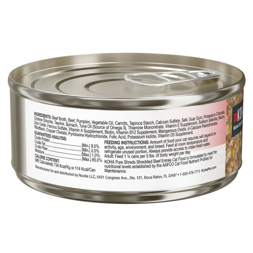 Koha Cat Grain Free Shredded Beef 5.5oz. (Case of 12) - Pets Perfect