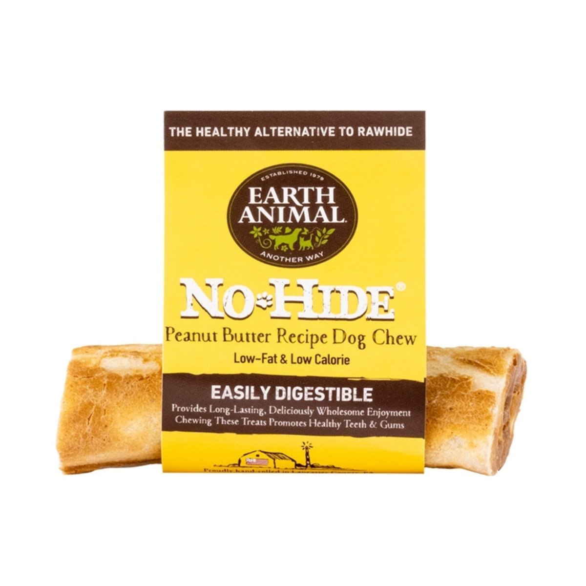 Earth Animal No - Hide 4" Peanut Butter Chew – Rawhide - Free | Case of 24 - Pets Perfect