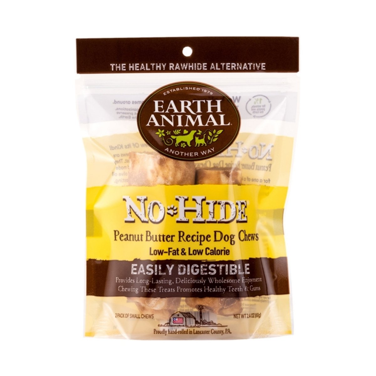 Earth Animal No - Hide – Rawhide - Free Peanut Butter Chew Small | 2 - Count - Pets Perfect