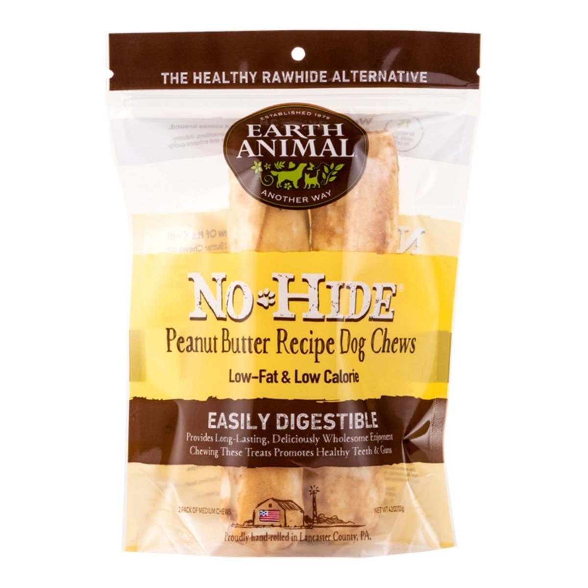 Earth Animal No Hide Chews Peanut Butter Medium (2 Pack) - Pets Perfect