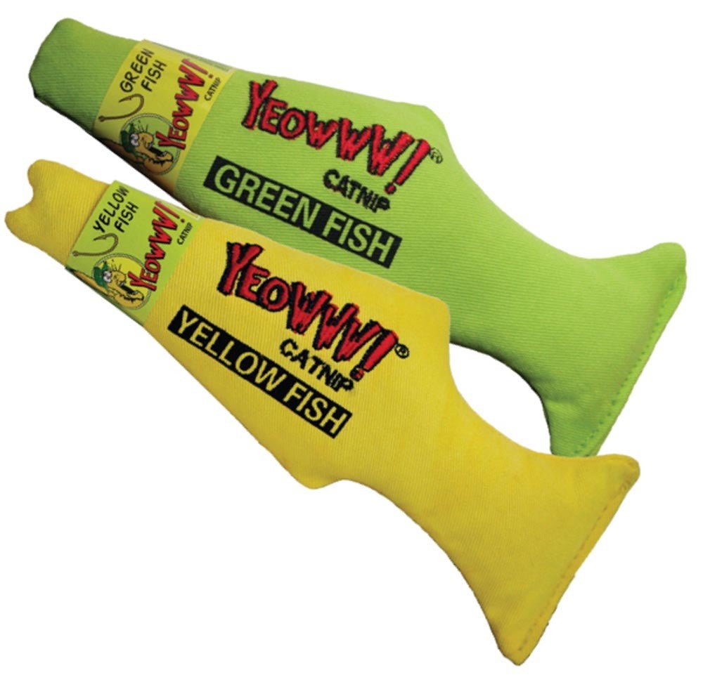 Yeowww Fish Catnip Toy Green, 7 in - Pets Perfect