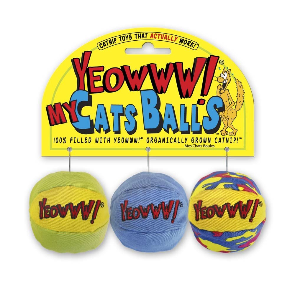 Yeowww My Cats Ball Catnip Toy MultiColor, 2 in, 3 pk - Pets Perfect