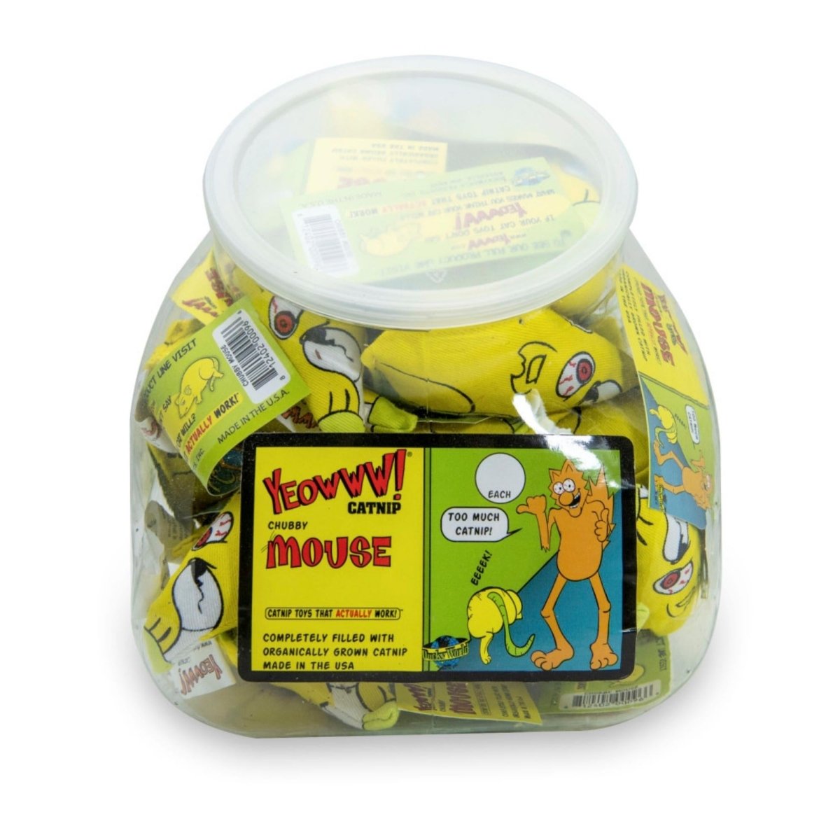 Yeowww Chubby Mouse Catnip Cat Toy Counter Display Jug 30 ct - Pets Perfect