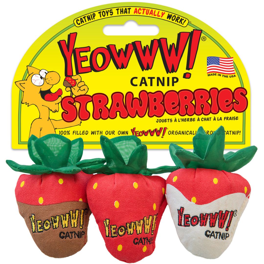 Yeowww Strawberry Catnip Cat Toy Multi, 3 pk - Pets Perfect